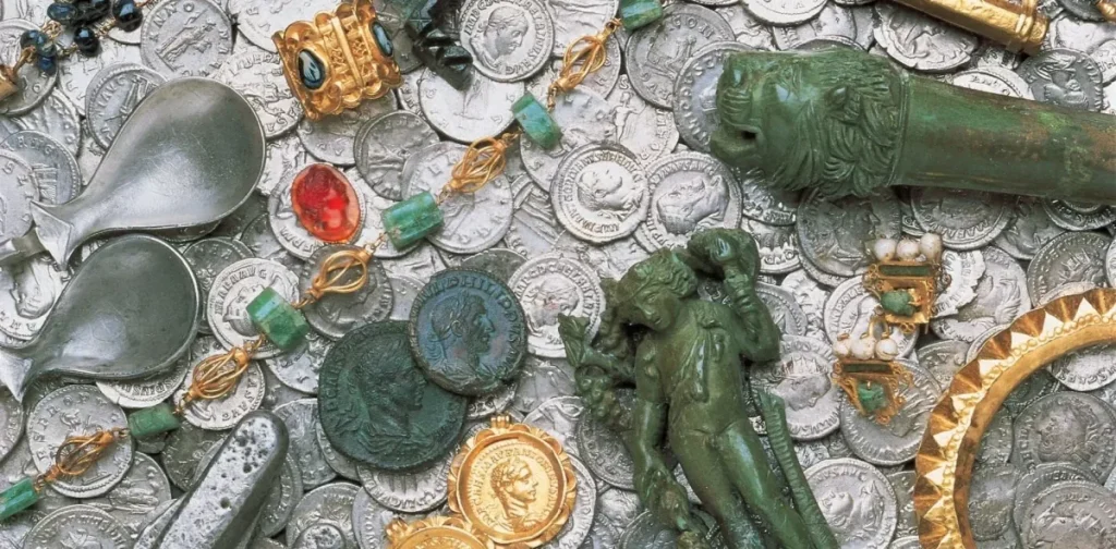 pièces de monnaie et bijoux en or du musée au trésor à Eauze
